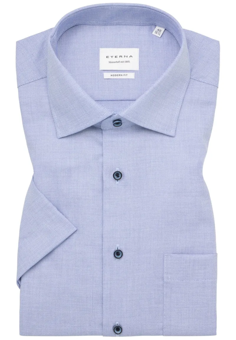 ETERNA Hemden|Big Boys*Hemd Twill Kurzarm mittelblau