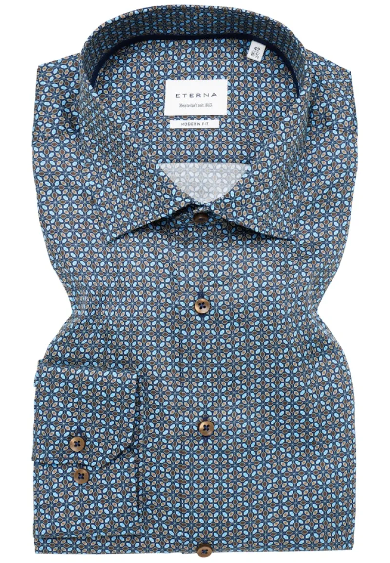 ETERNA Hemden|Big Boys*Hemd Twill Langarm Braun