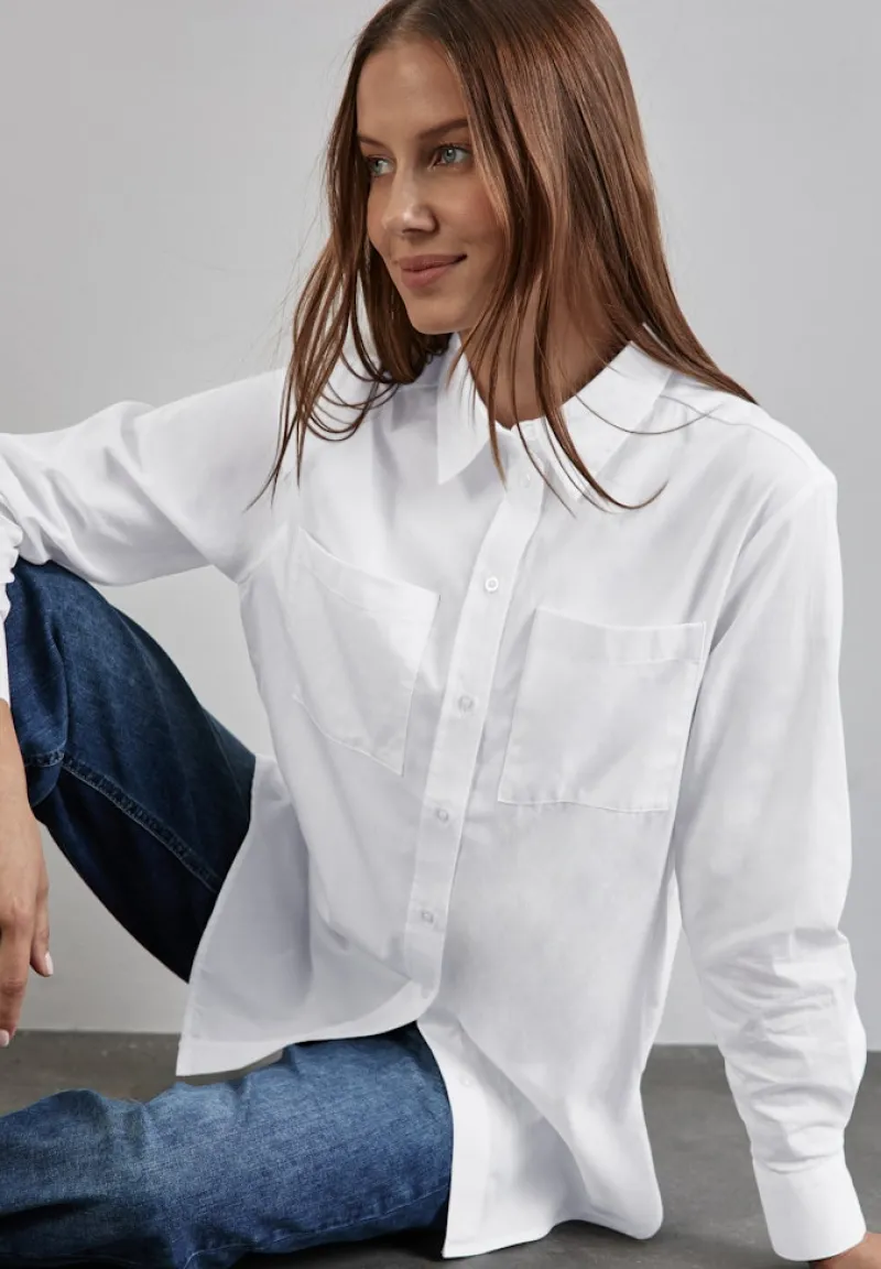 Street One Blusen*Hemdbluse mit Brusttaschen white
