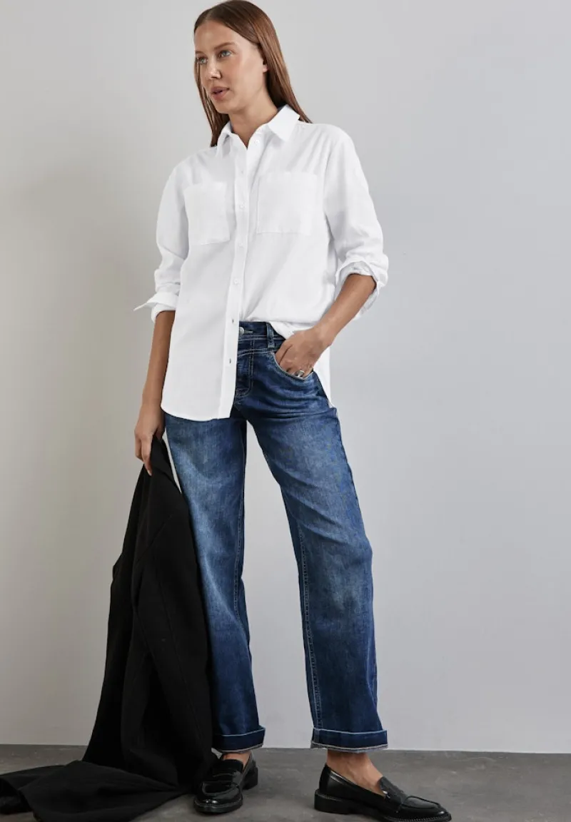 Street One Blusen*Hemdbluse mit Brusttaschen white