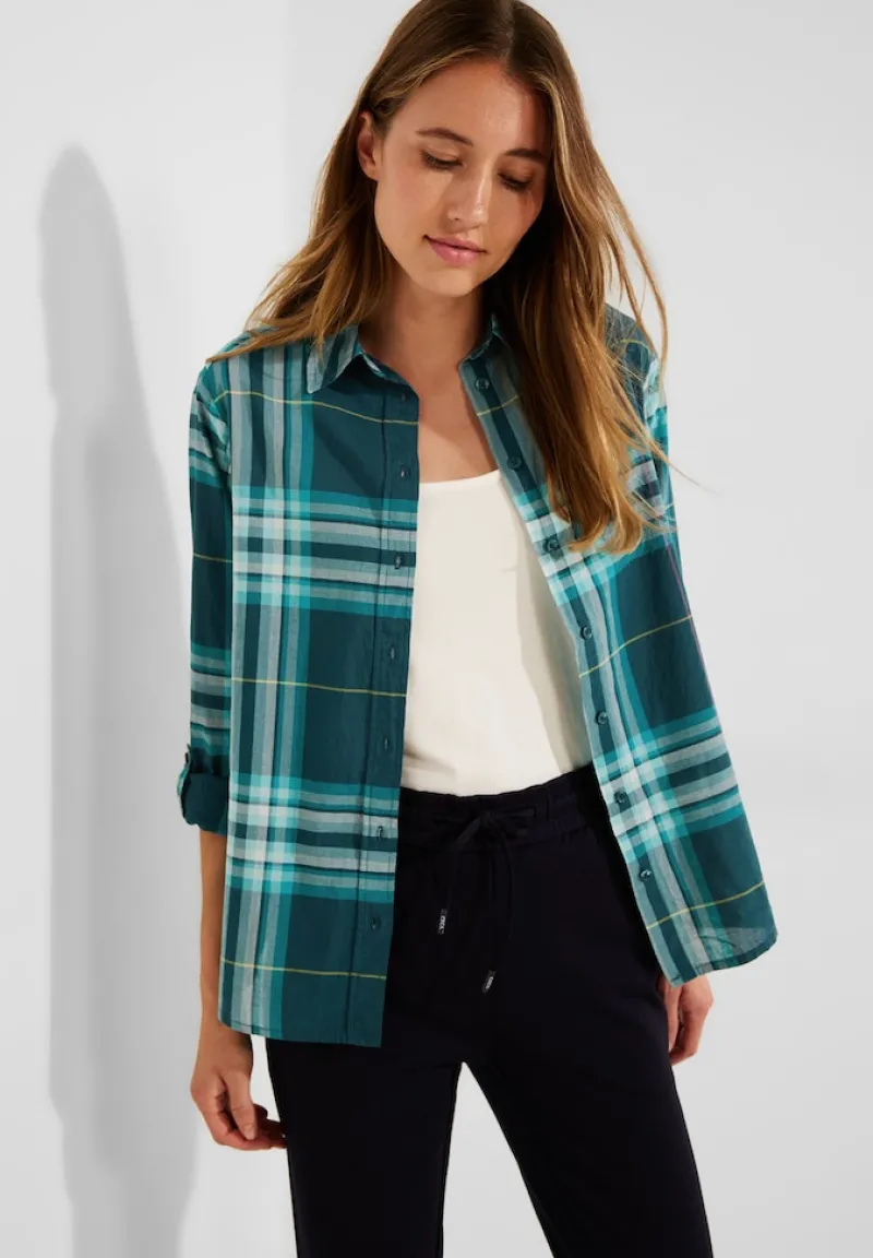Cecil Blusen*Hemdbluse mit Karomuster deep lake green