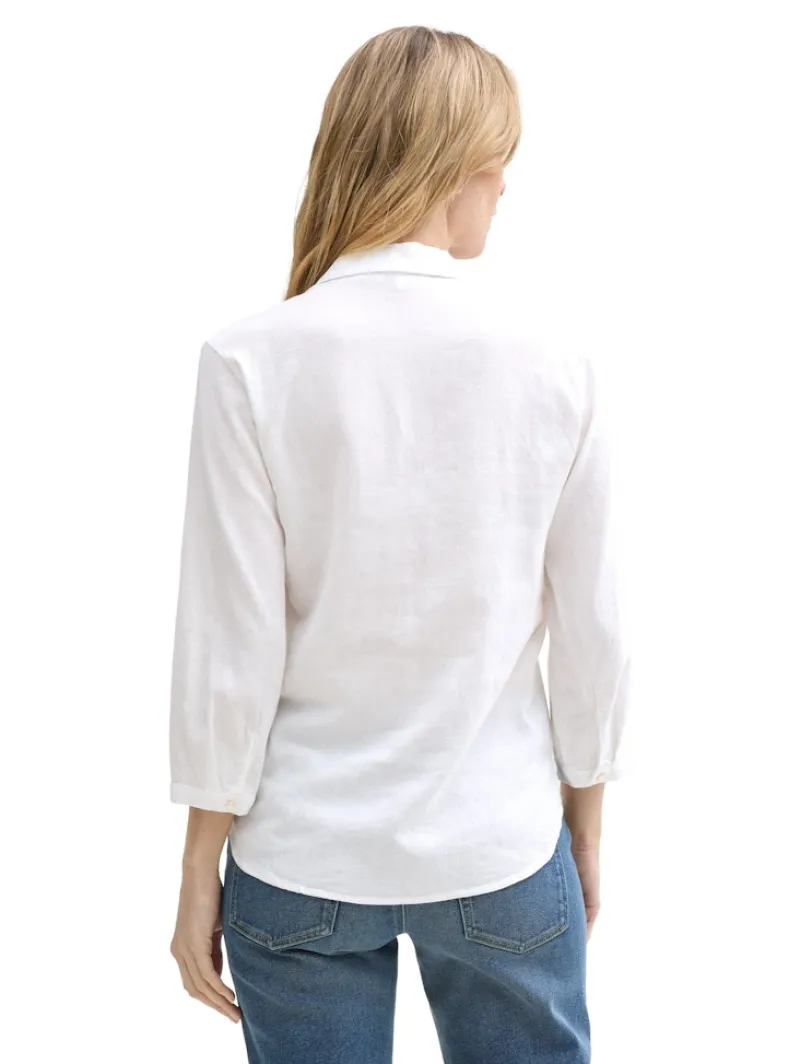 Tom Tailor Blusen*Hemdbluse mit Leinenanteil white