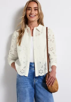 Street One Blusen*Hemdbluse mit Lochstickerei off white