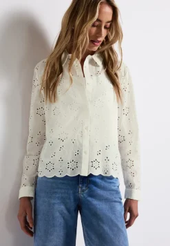 Street One Blusen*Hemdbluse mit Lochstickerei off white