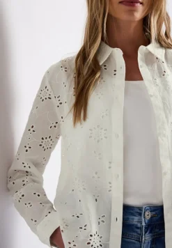 Street One Blusen*Hemdbluse mit Lochstickerei off white