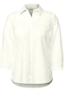 Cecil Blusen*Hemdbluse mit Lochstickerei vanilla white