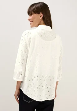 Cecil Blusen*Hemdbluse mit Lochstickerei vanilla white