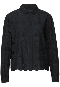Street One Blusen*Hemdbluse mit Lochstickerei Black