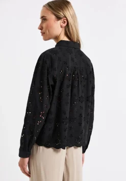 Street One Blusen*Hemdbluse mit Lochstickerei Black