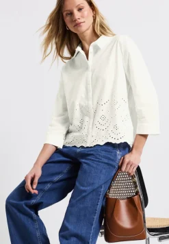 Street One Blusen*Hemdbluse mit Stickerei off white