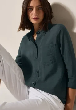 Cecil Blusen*Hemdbluse mit Struktur slate khaki