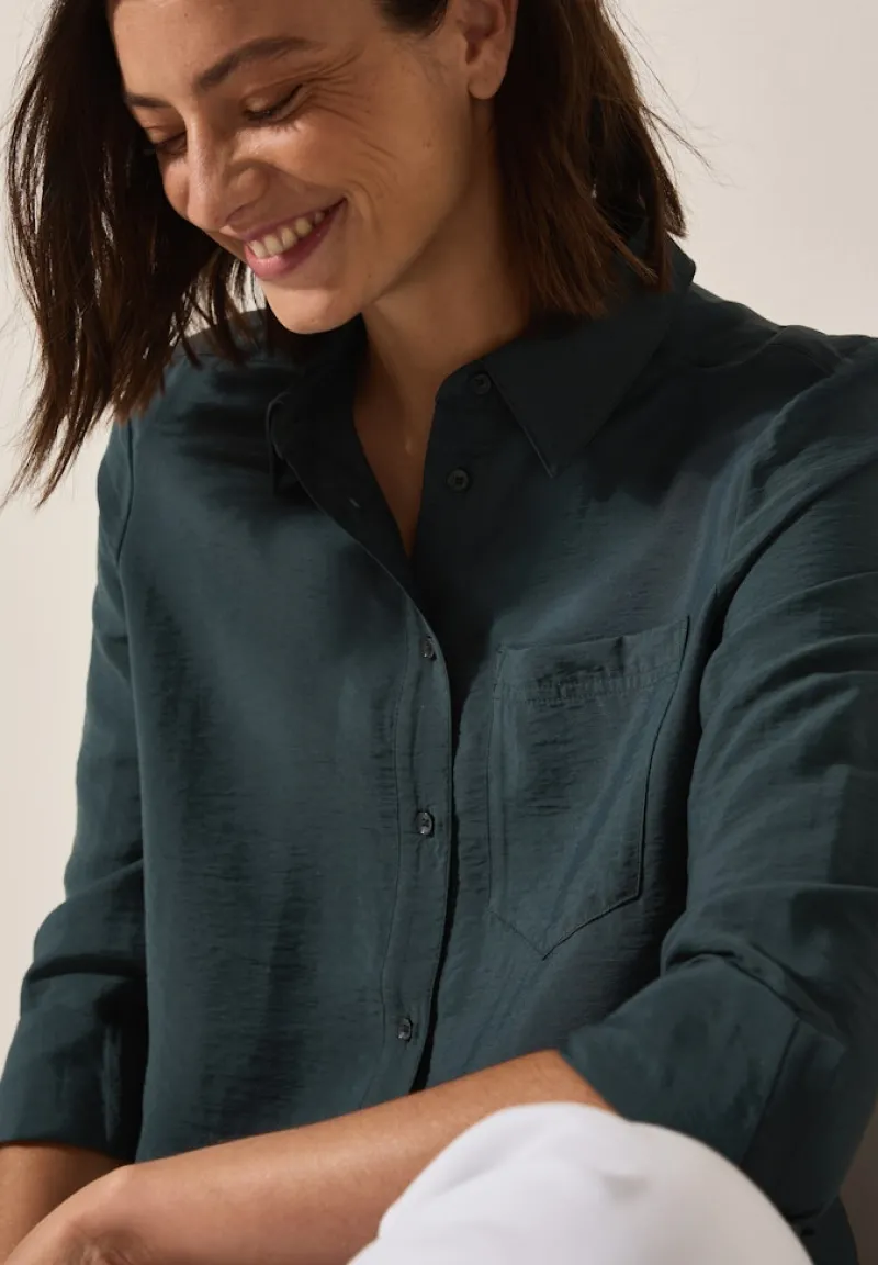 Cecil Blusen*Hemdbluse mit Struktur slate khaki