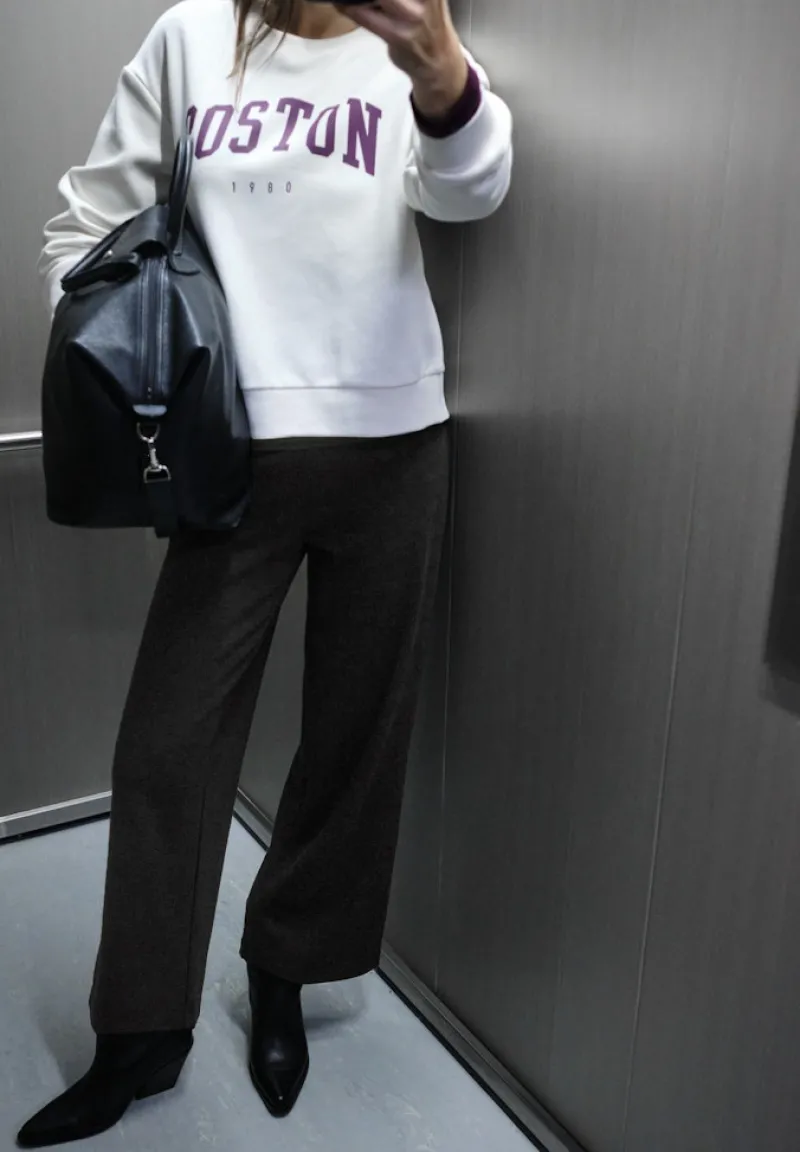 STREET ONE STUDIO Jeans*Herringbone Wide Leg Hose Black