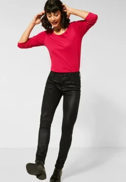 Street One Hosen*High Waist Denim mit Coating sleek black coated