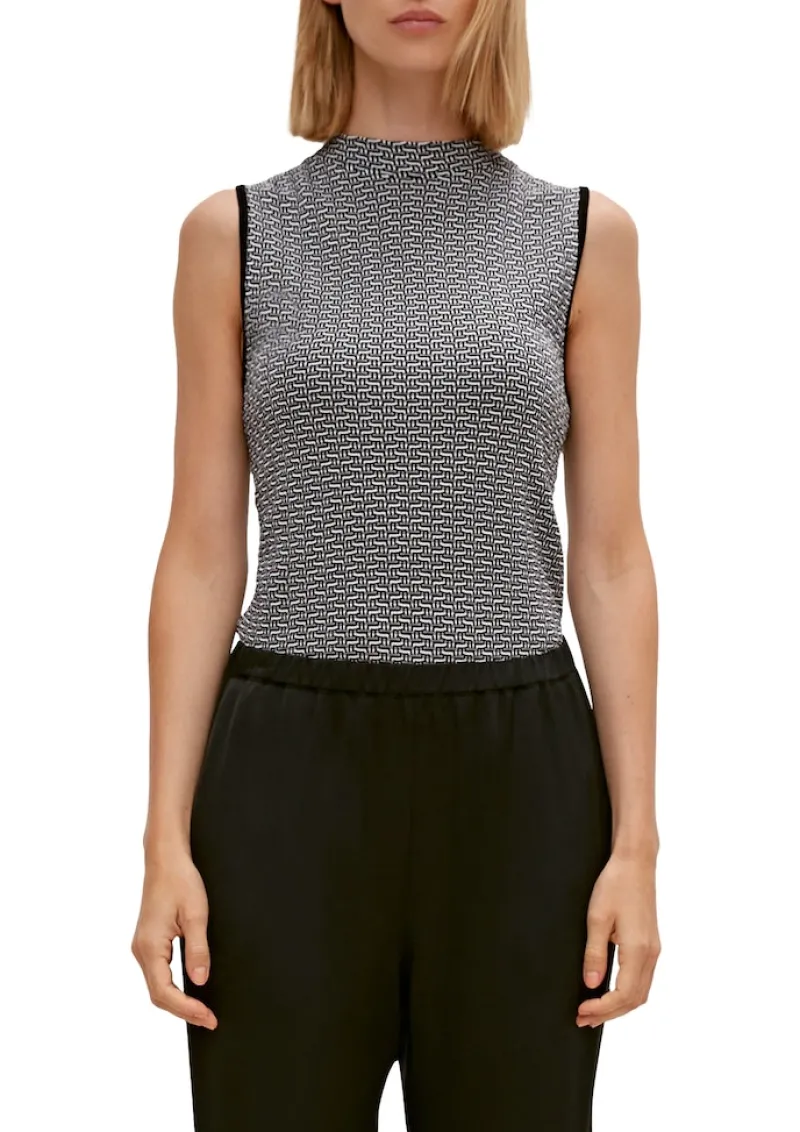 Comma Pullover & Sweatshirts*Hochgeschlossenes Stricktop Schwarz