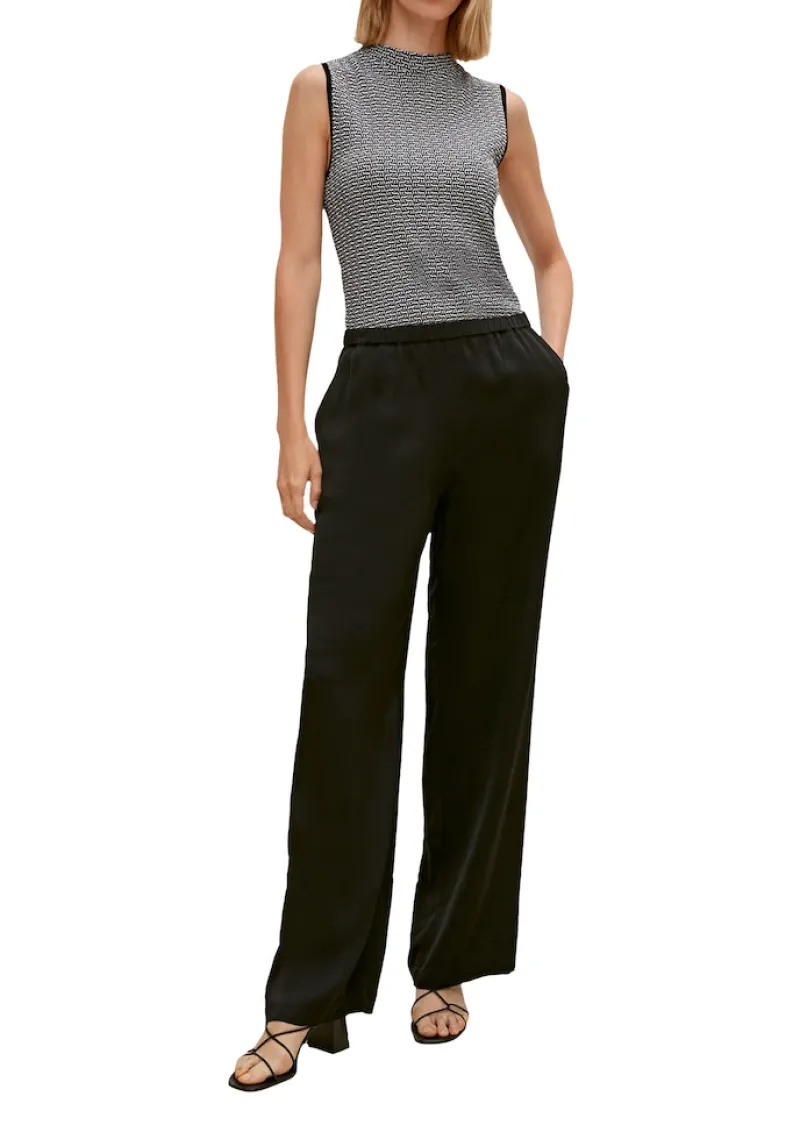 Comma Pullover & Sweatshirts*Hochgeschlossenes Stricktop Schwarz