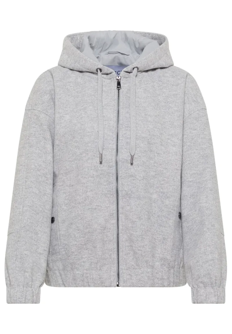 Cecil Jacken*Hoodie Blouson in Wolloptik luna grey melange