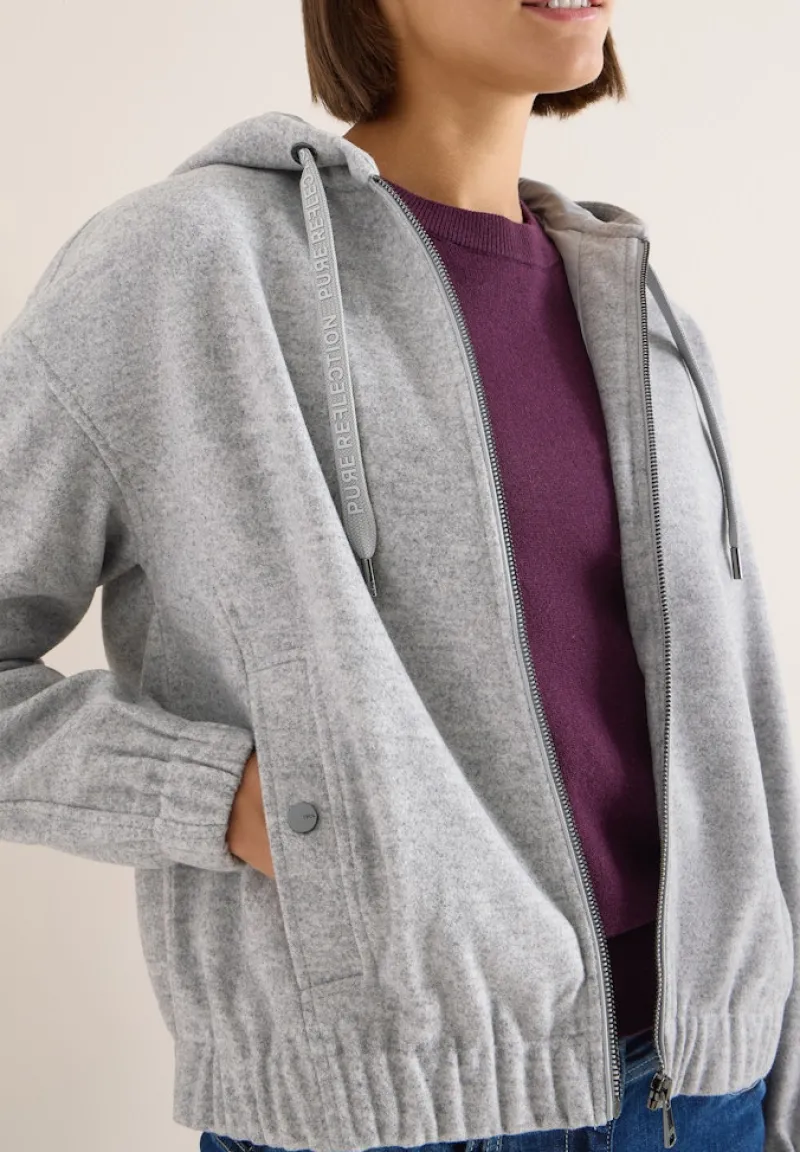 Cecil Jacken*Hoodie Blouson in Wolloptik luna grey melange