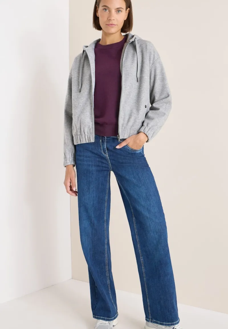 Cecil Jacken*Hoodie Blouson in Wolloptik luna grey melange