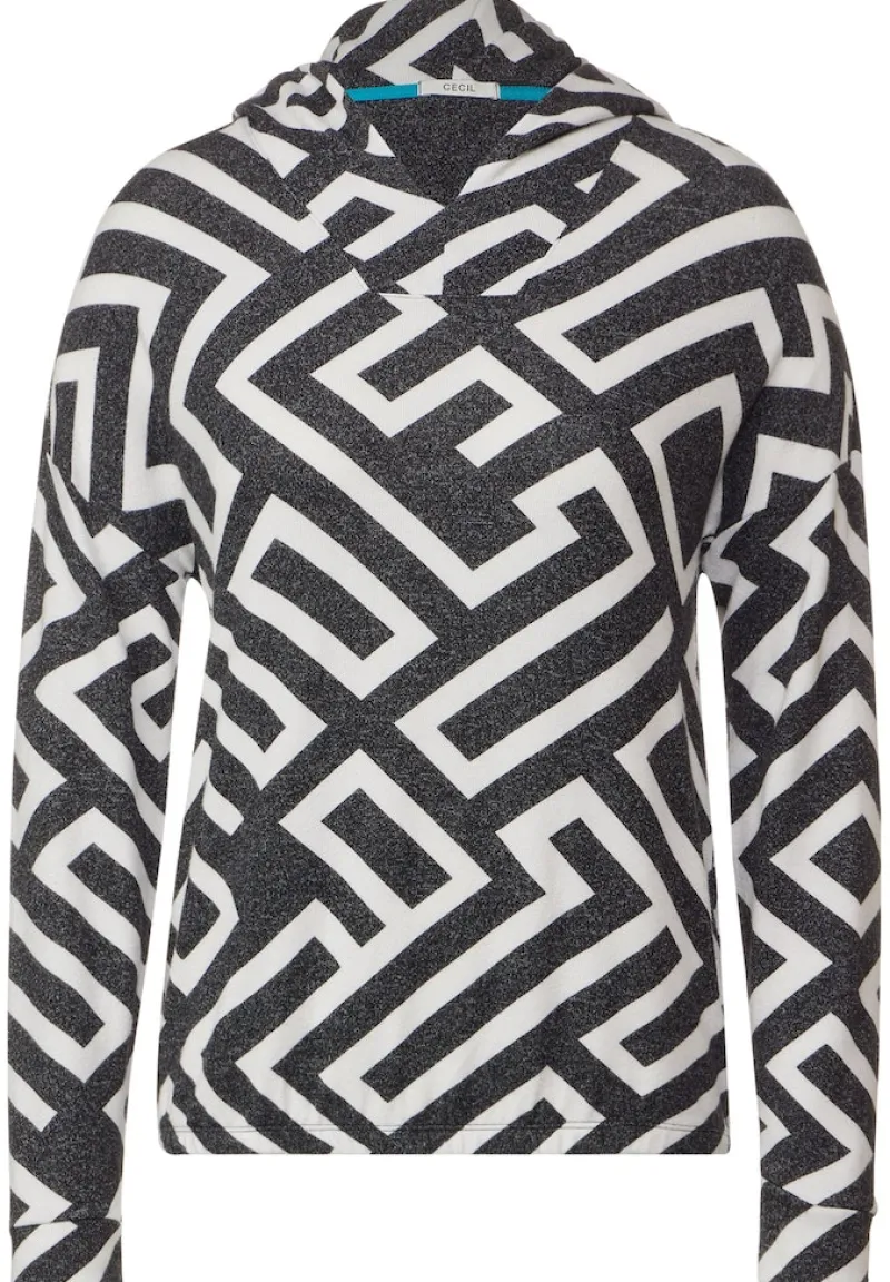 Cecil Shirts*Hoodie Langarmshirt black melange