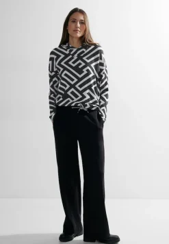 Cecil Shirts*Hoodie Langarmshirt black melange