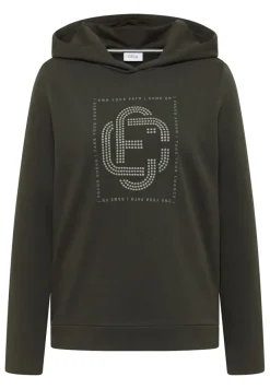 Cecil Shirts*Hoodie mit Schmucksteinen raw khaki