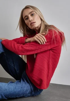 Street One Shirts*Hoodie mit Struktur autumn red