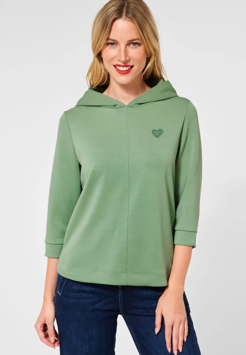 Street One Pullover & Sweatshirts*Hoodie Shirt mit Kapuze washed olive
