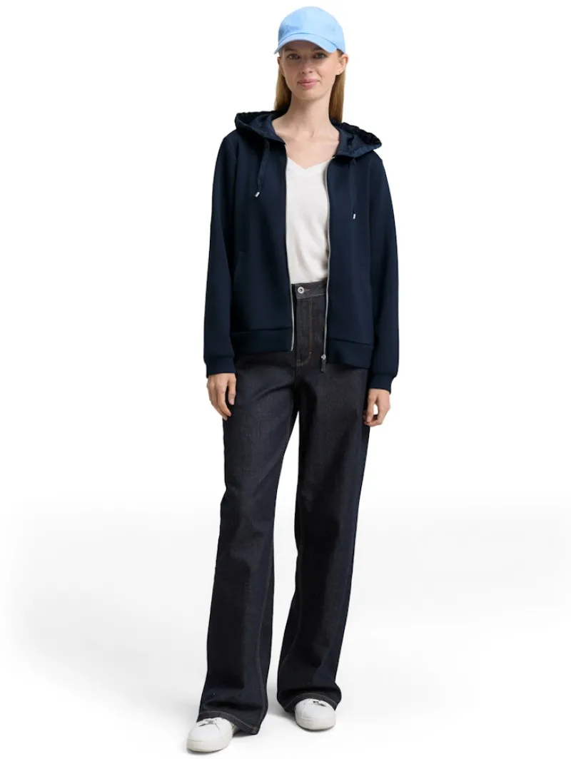 Tom Tailor Pullover & Sweatshirts*Hoodie Sweatjacke aus Scuba sky captain blue