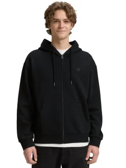 Tom Tailor Denim Pullover & Sweatshirts*Hoodie Sweatjacke mit Logo-Print Black