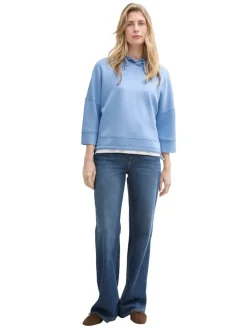 Tom Tailor Pullover & Sweatshirts*Hoodie Sweatshirt aus Scuba flawless blue