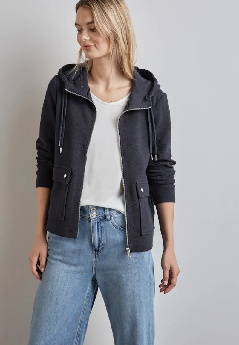 Street One Pullover & Sweatshirts*Hoodie-Jacke night sky blue