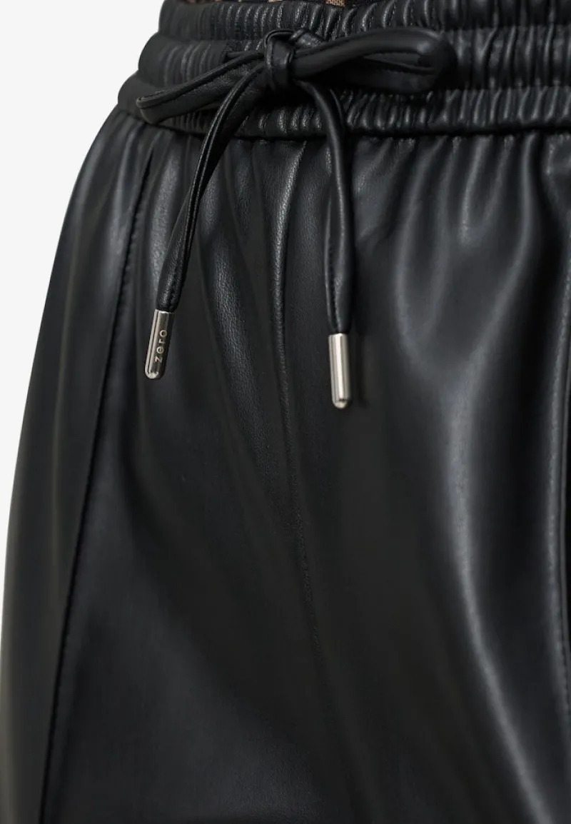 Zero Hosen*Hose in Lederoptik weites Bein 30 Inch black beauty