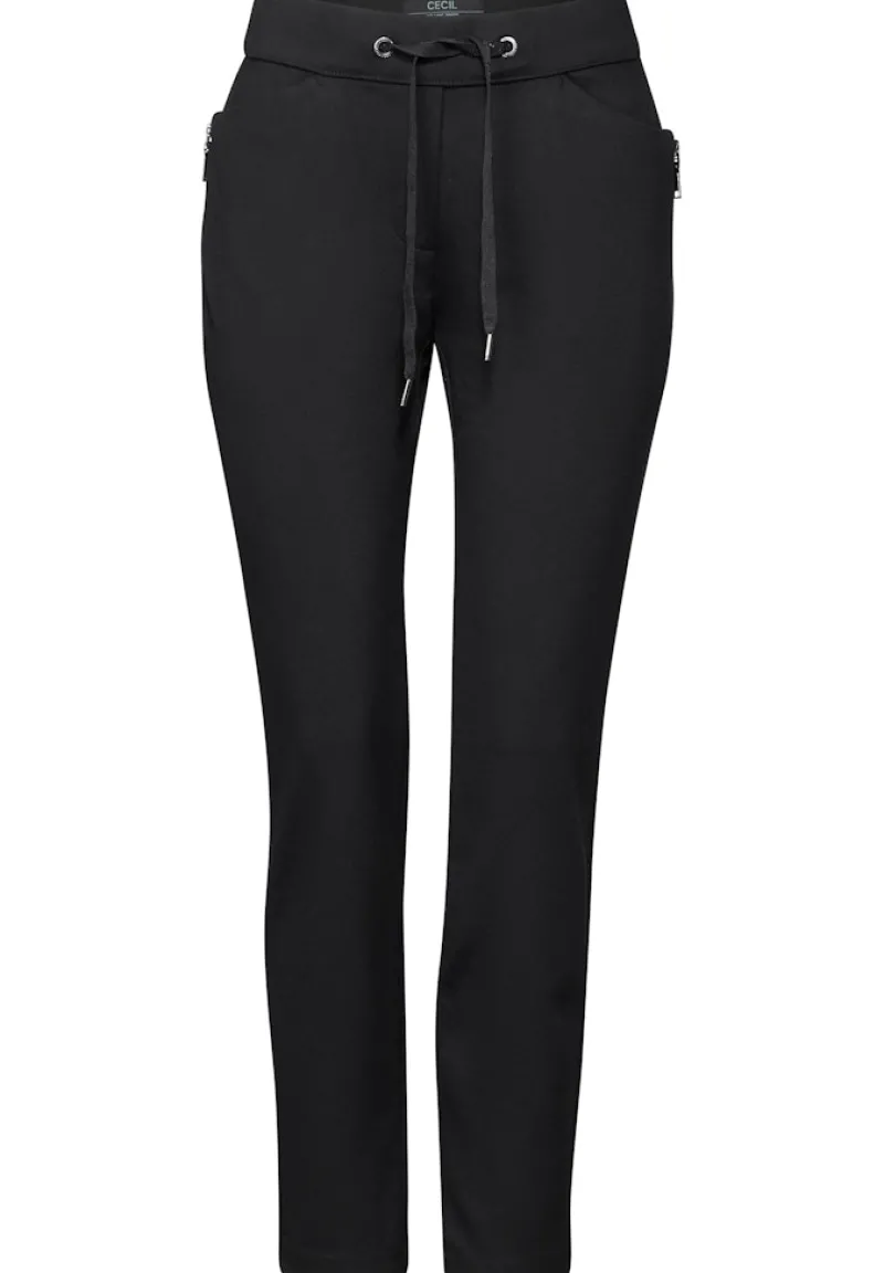 Cecil Hosen*Hose mit Zipper Details Black
