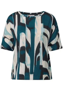 Street One Shirts*Ikat Print Crinkle Shirt tide blue