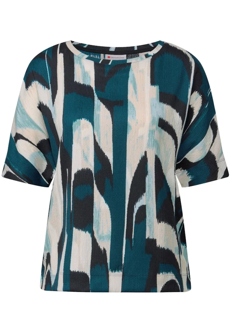 Street One Shirts*Ikat Print Crinkle Shirt tide blue