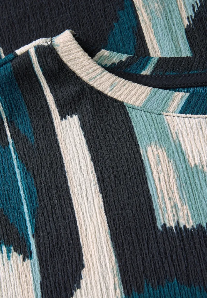 Street One Shirts*Ikat Print Crinkle Shirt tide blue