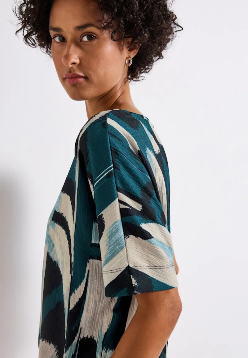 Street One Shirts*Ikat Print Crinkle Shirt tide blue