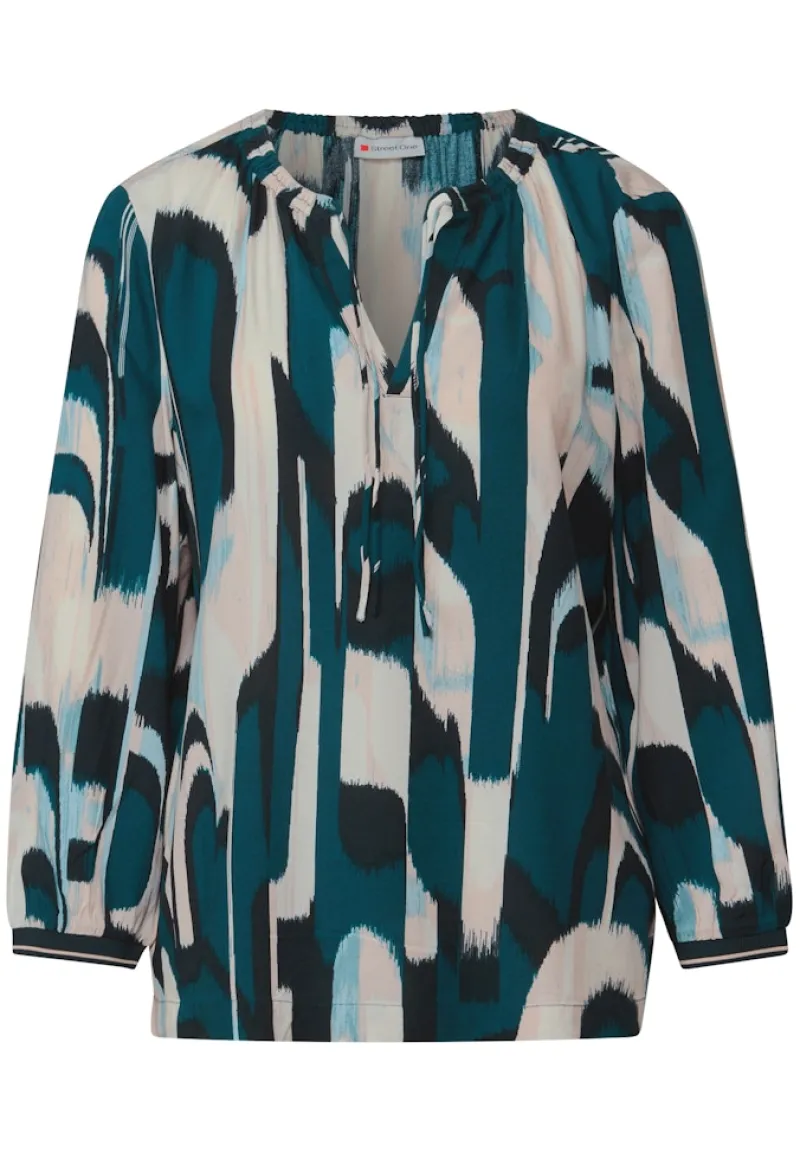 Street One Blusen*Ikat Tunika mit Tape-Details tide blue