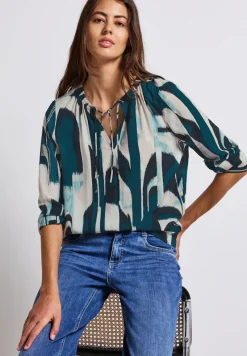 Street One Blusen*Ikat Tunika mit Tape-Details tide blue