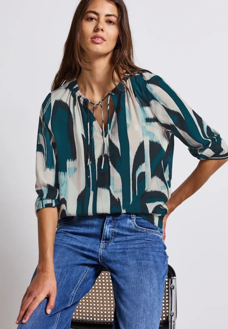 Street One Blusen*Ikat Tunika mit Tape-Details tide blue