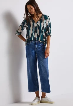 Street One Blusen*Ikat Tunika mit Tape-Details tide blue