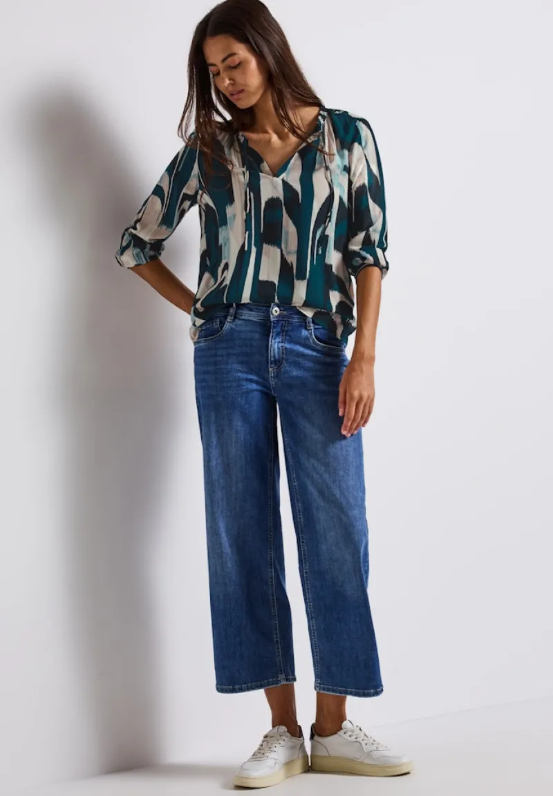 Street One Blusen*Ikat Tunika mit Tape-Details tide blue