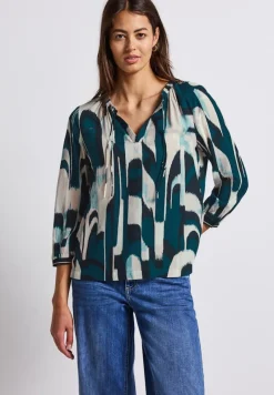 Street One Blusen*Ikat Tunika mit Tape-Details tide blue