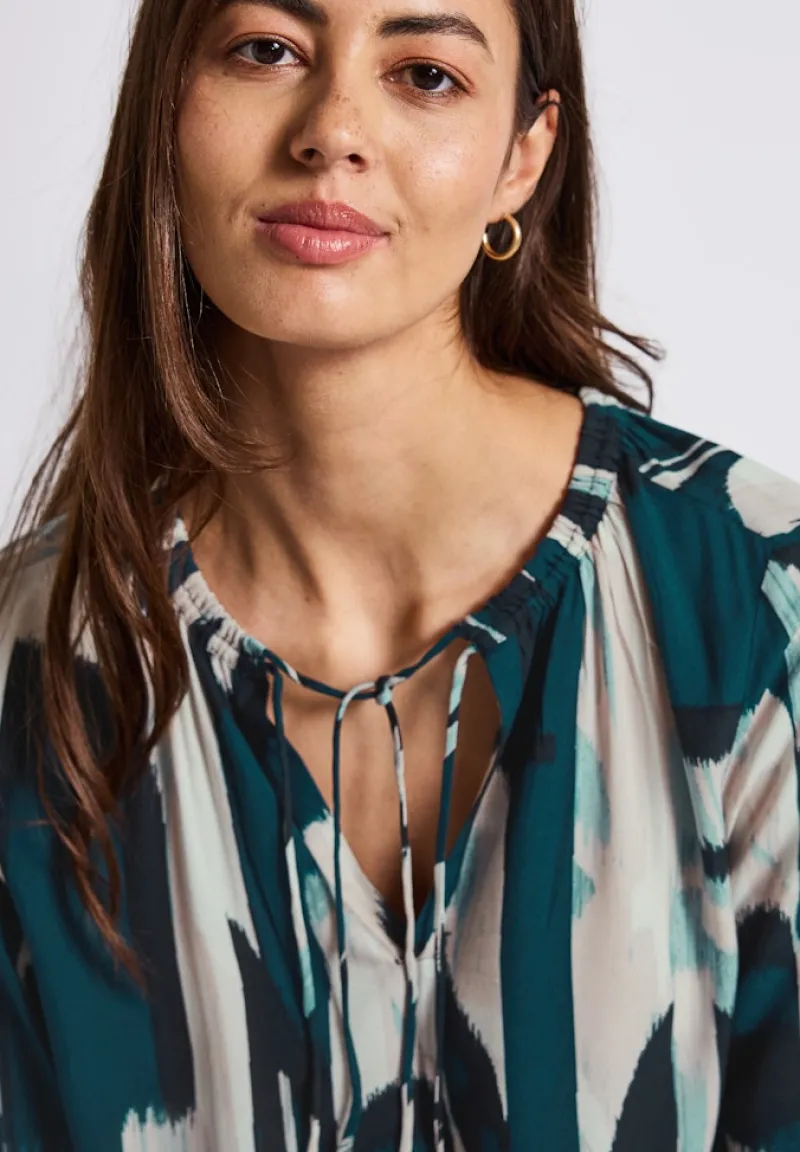 Street One Blusen*Ikat Tunika mit Tape-Details tide blue