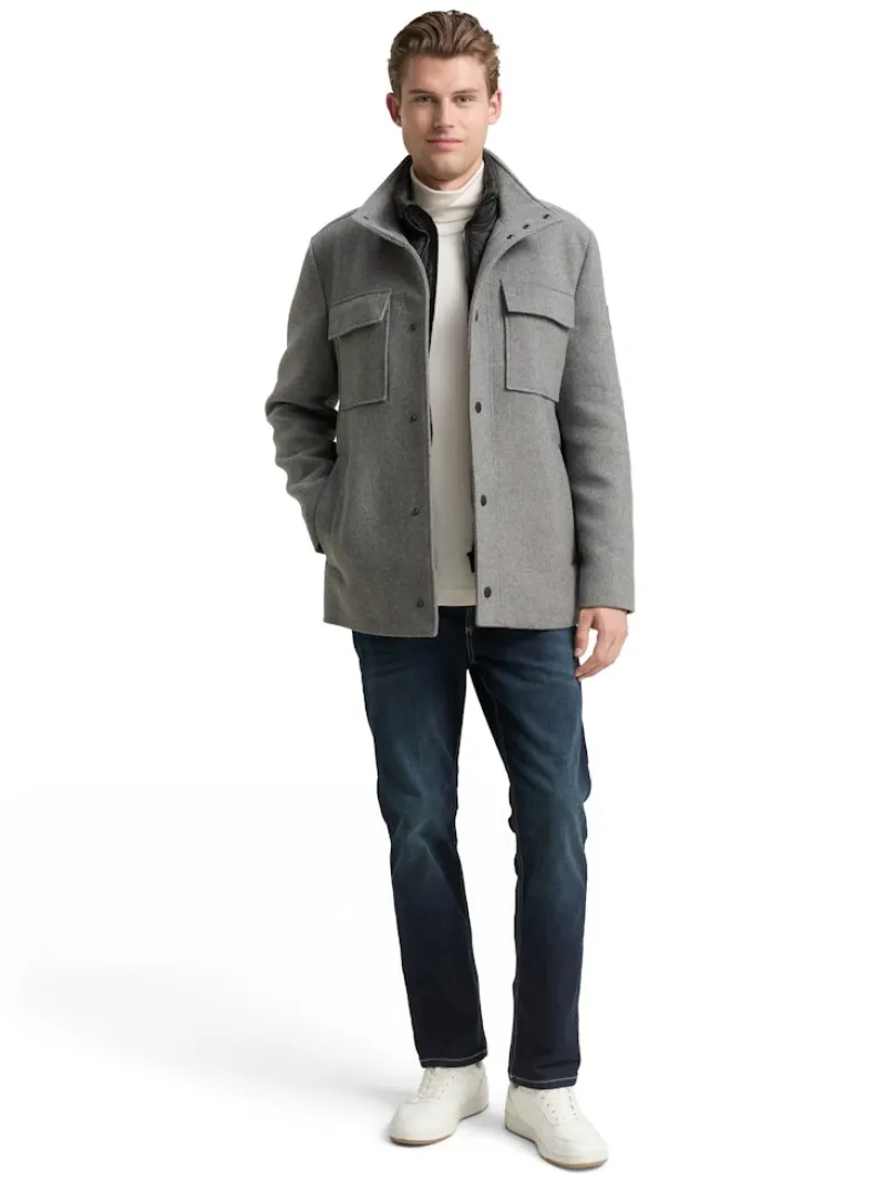 Tom Tailor Jacken|Big Boys*2-in-1 Wolljacke mit abnehmbarer Innenjacke light stone grey wool twill