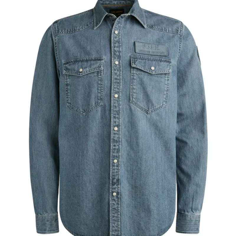 PME Legend Hemden|Big Boys*Indigo Bleach Denim Avaro denim blue