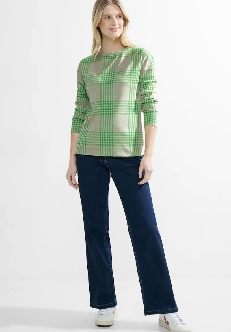 Cecil Shirts*Jacquard Karoshirt Celery Green