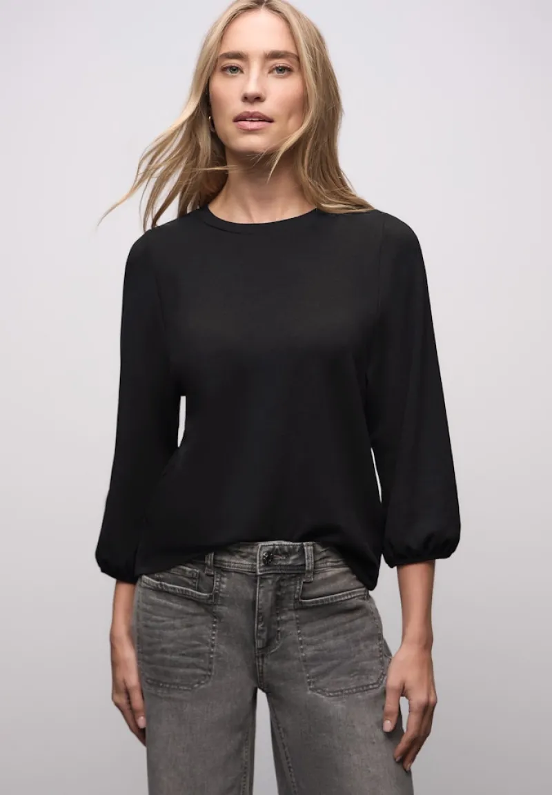 Street One Shirts*Jacquard Shirt Black