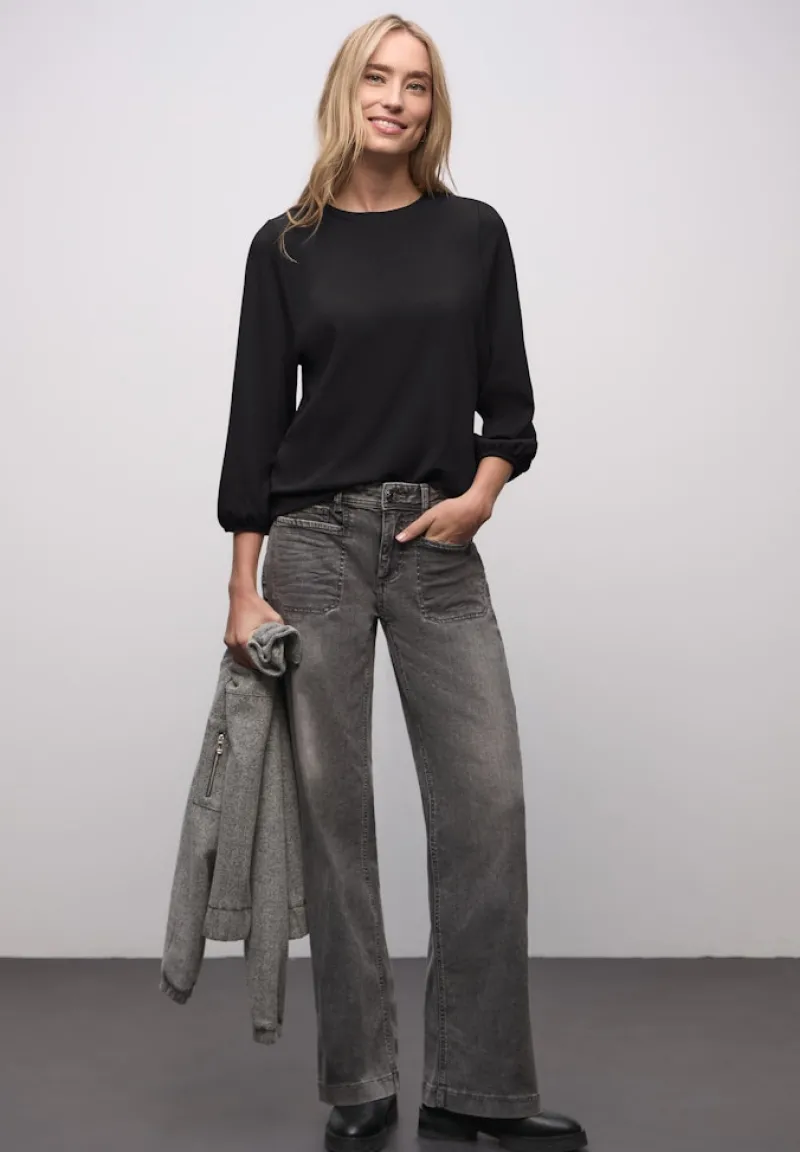 Street One Shirts*Jacquard Shirt Black